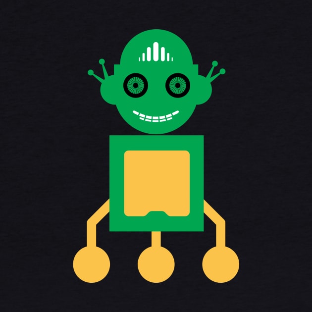 Happy green robot by EngineersArt